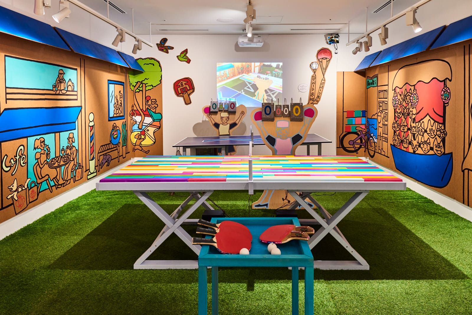 原倫太郎と原游による体験型アート卓球《デパート卓球》